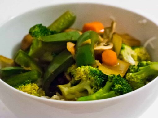 A photo of the dish Veggie Wok with Agave and Soy Sauce