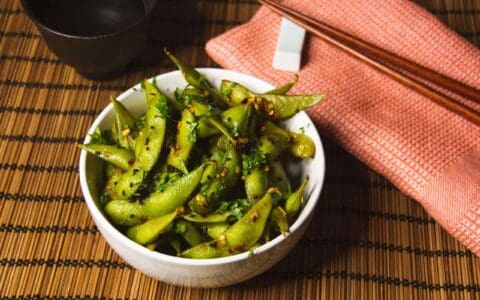 plate of Vietnam style full flavour Edamame