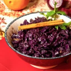a plate of Christmas red cabbage