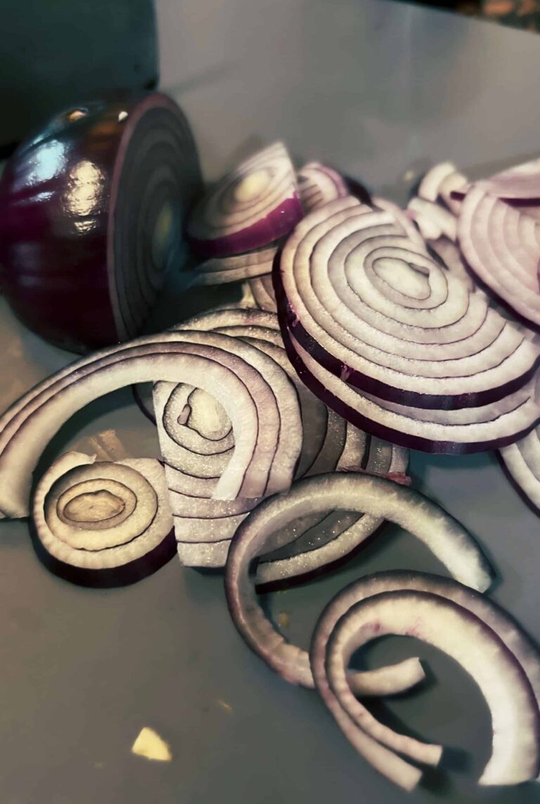 onion slices for goulash dish